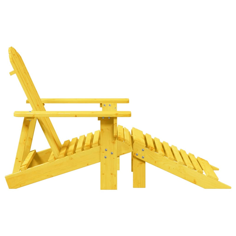 vidaXL Adirondack Chair with Ottoman Yellow Solid Wood Fir