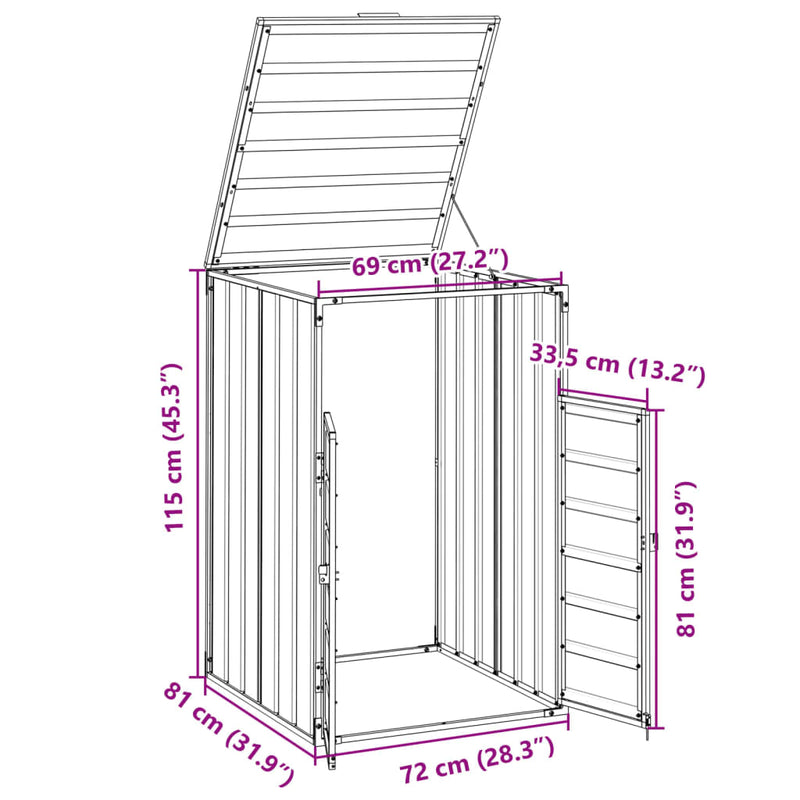 vidaXL Wheelie Bin Storage for Single Bin Anthracite 72x81x115 cm Steel