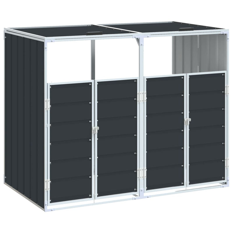 vidaXL Wheelie Bin Storage for Double Bins Anthracite 144x81x113 cm Steel
