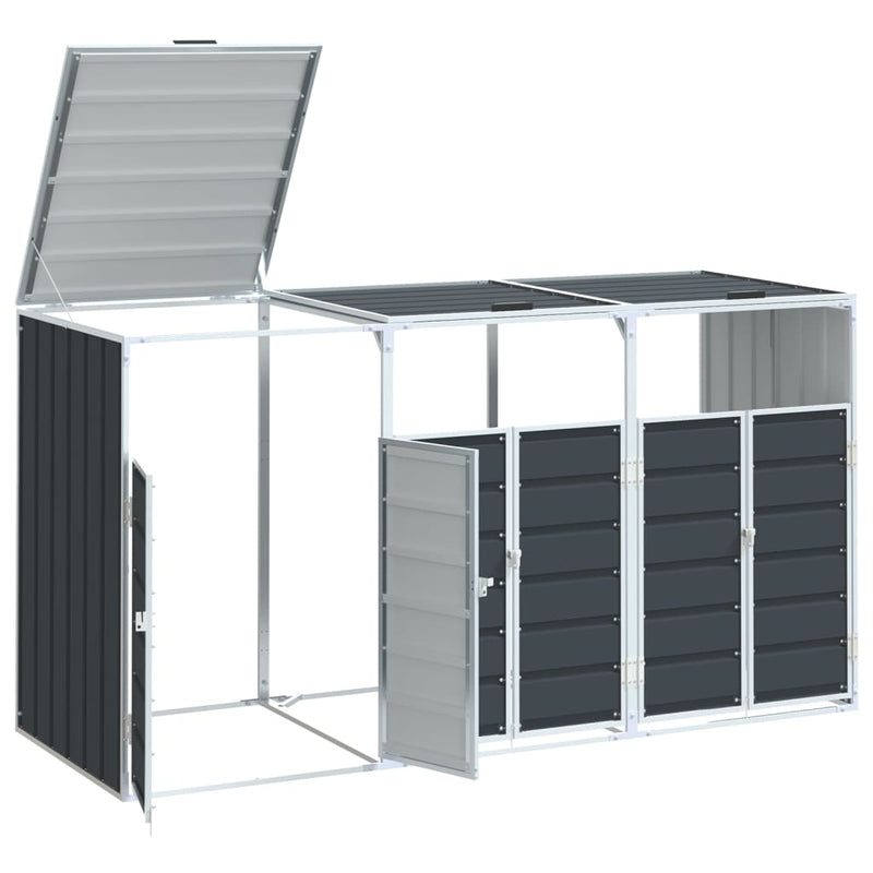 vidaXL Wheelie Bin Storage for Triple Bins Anthracite 216x81x115 cm Steel