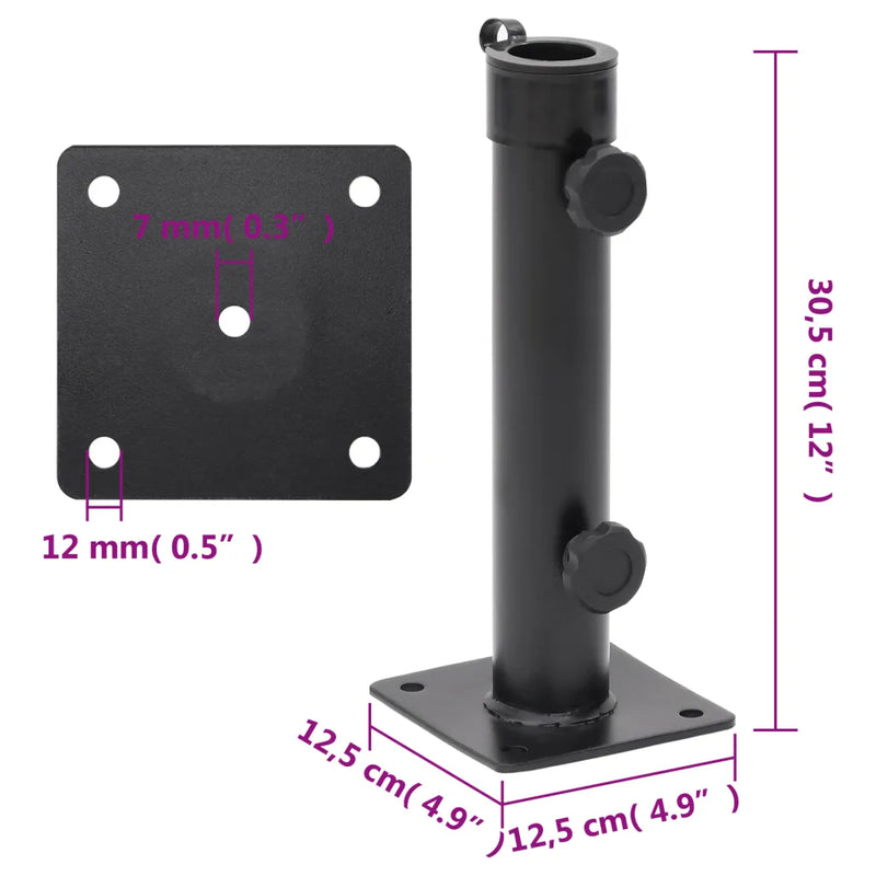 Parasol Base for ��38/48 mm Pole Matt Black Steel
