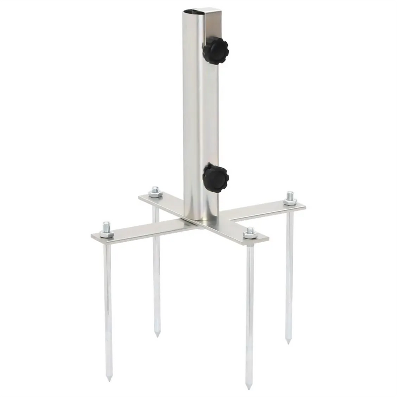 Parasol Base with Ground Spikes for ��32-38 mm Silver Steel
