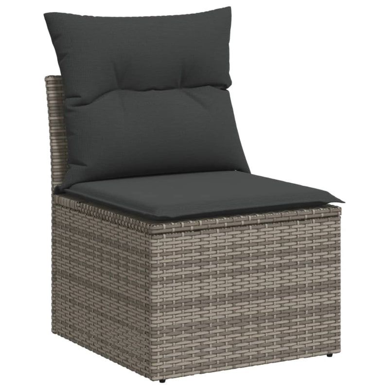 4 Piece Garden Sofa Set with Cushions Grey Poly Rattan