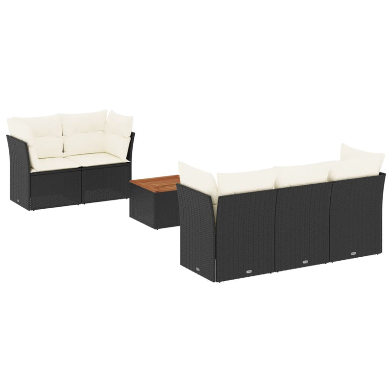 vidaXL 6 Piece Garden Sofa Set with Cushions Black Poly Rattan