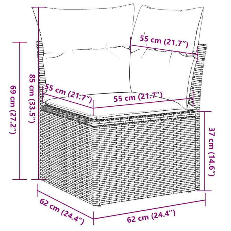 vidaXL 7 Piece Garden Sofa Set with Cushions Black Poly Rattan