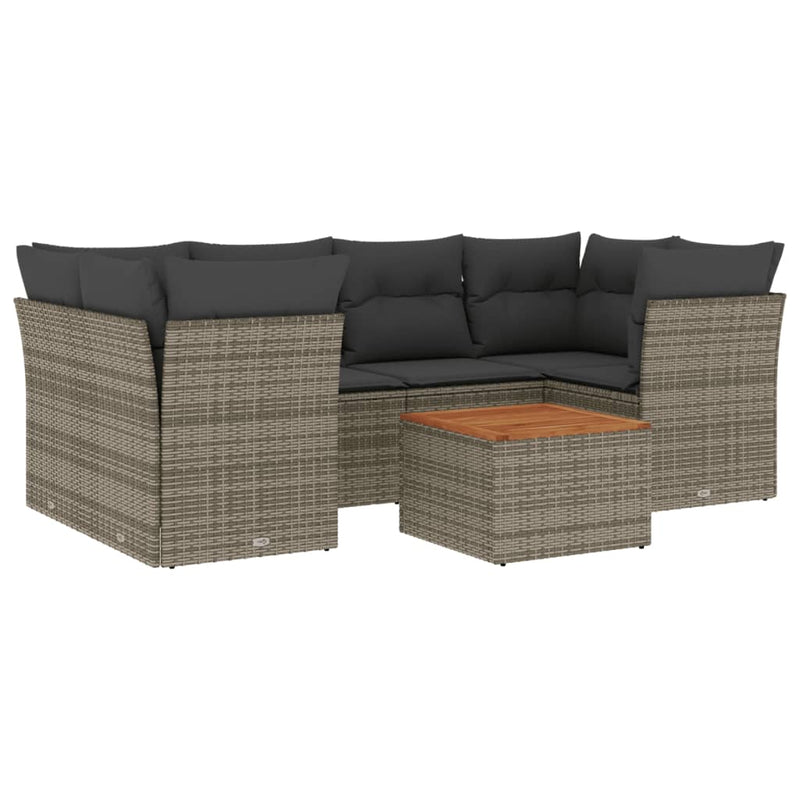 vidaXL 7 Piece Garden Sofa Set with Cushions Grey Poly Rattan