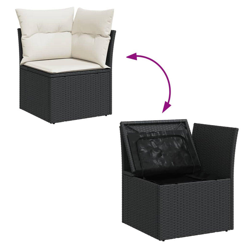 vidaXL 9 Piece Garden Sofa Set with Cushions Black Poly Rattan