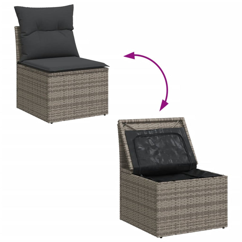 vidaXL 8 Piece Garden Sofa Set with Cushions Grey Poly Rattan
