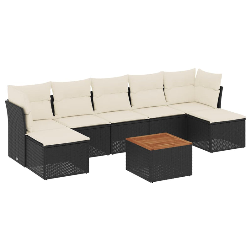 vidaXL 8 Piece Garden Sofa Set with Cushions Black Poly Rattan