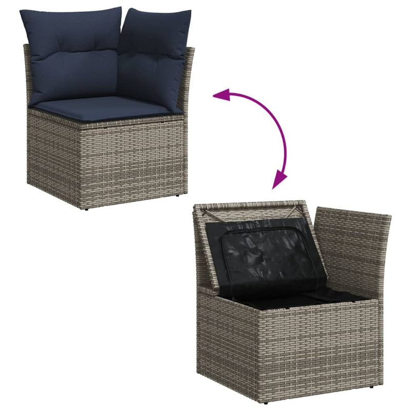 vidaXL 13 Piece Garden Sofa Set with Cushions Grey Poly Rattan