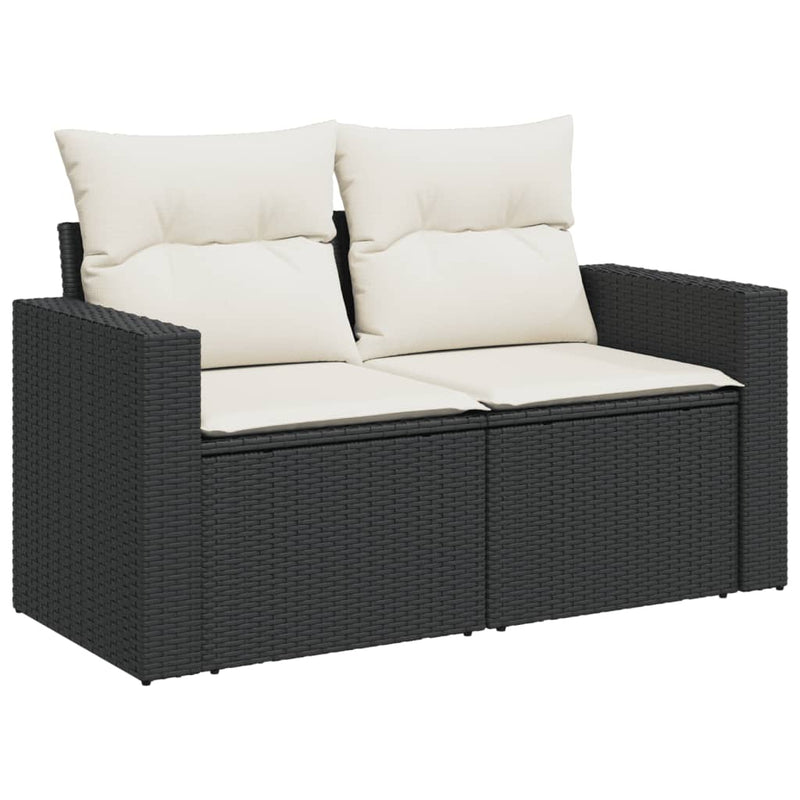 vidaXL 4 Piece Garden Sofa Set with Cushions Black Poly Rattan