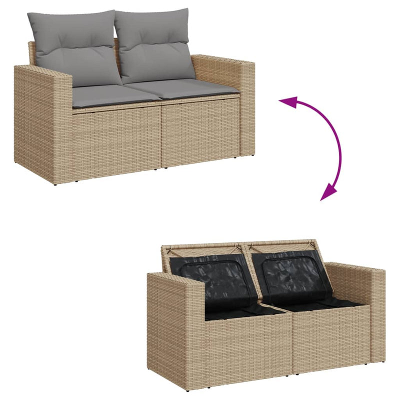 vidaXL 10 Piece Garden Sofa Set with Cushions Mix Beige Poly Rattan