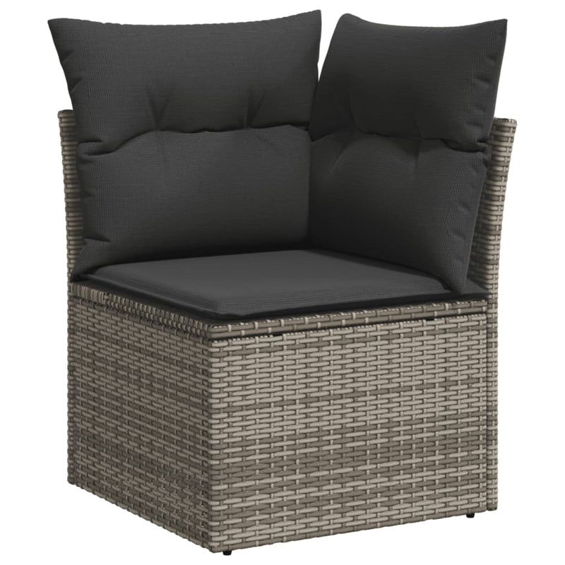 vidaXL 10 Piece Garden Sofa Set with Cushions Grey Poly Rattan