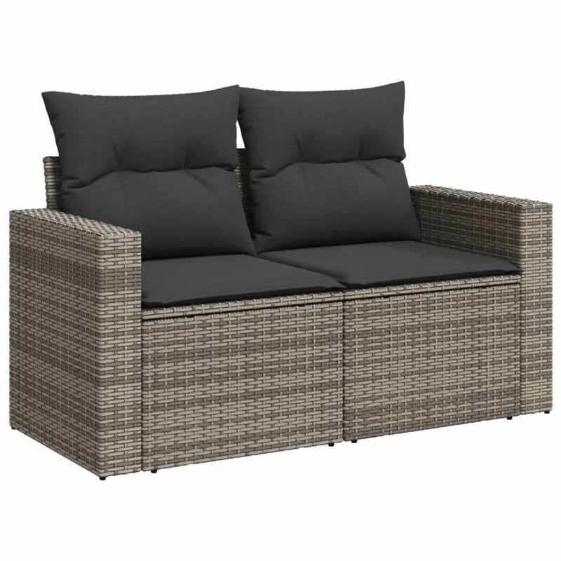 14 Piece Garden Sofa Set with Cushions Grey Poly Rattan