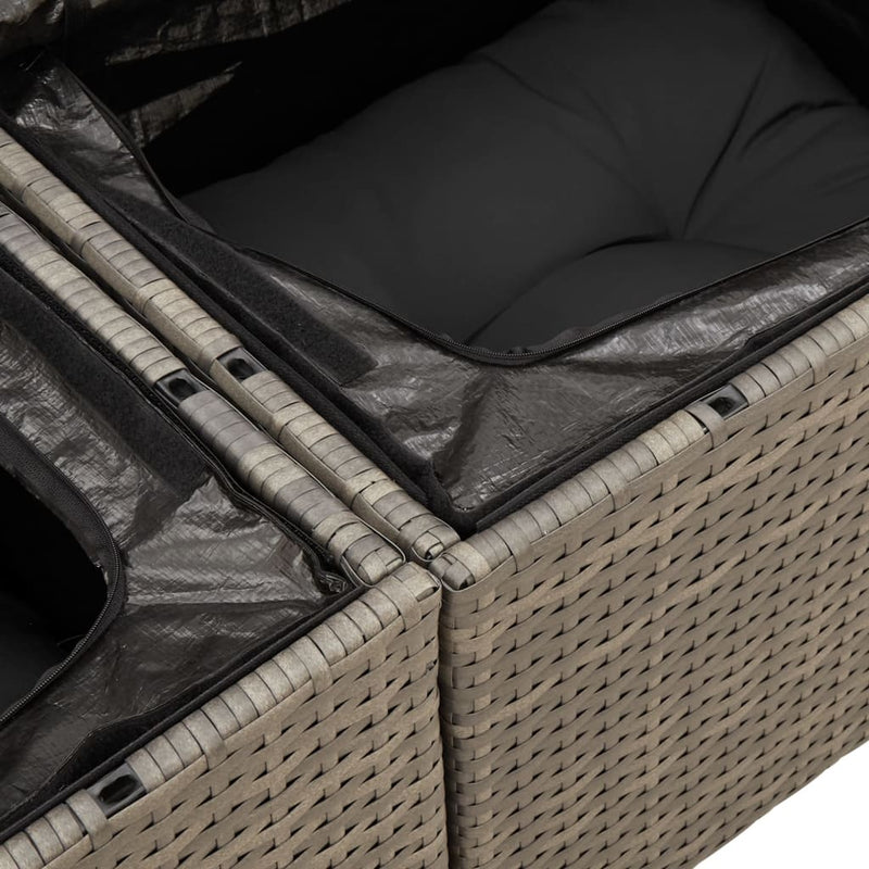 vidaXL 10 Piece Garden Sofa Set with Cushions Grey Poly Rattan