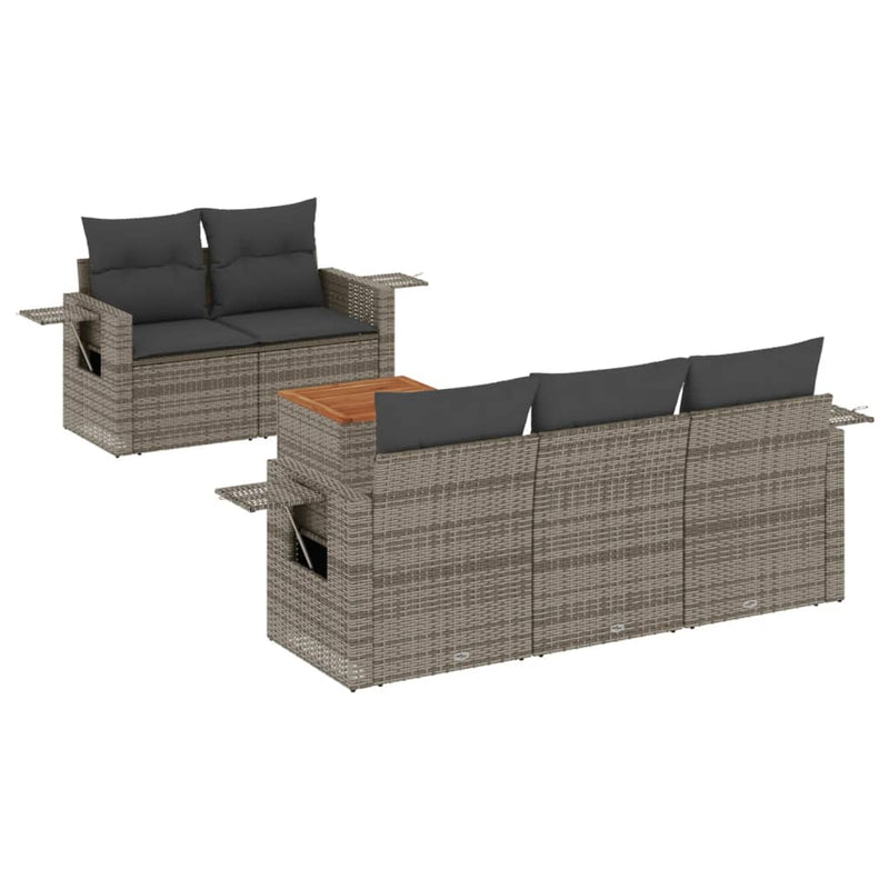 6 Piece Garden Sofa Set with Cushions Grey Poly Rattan