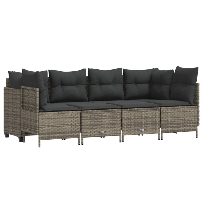 vidaXL 5 Piece Garden Sofa Set with Cushions Grey Poly Rattan