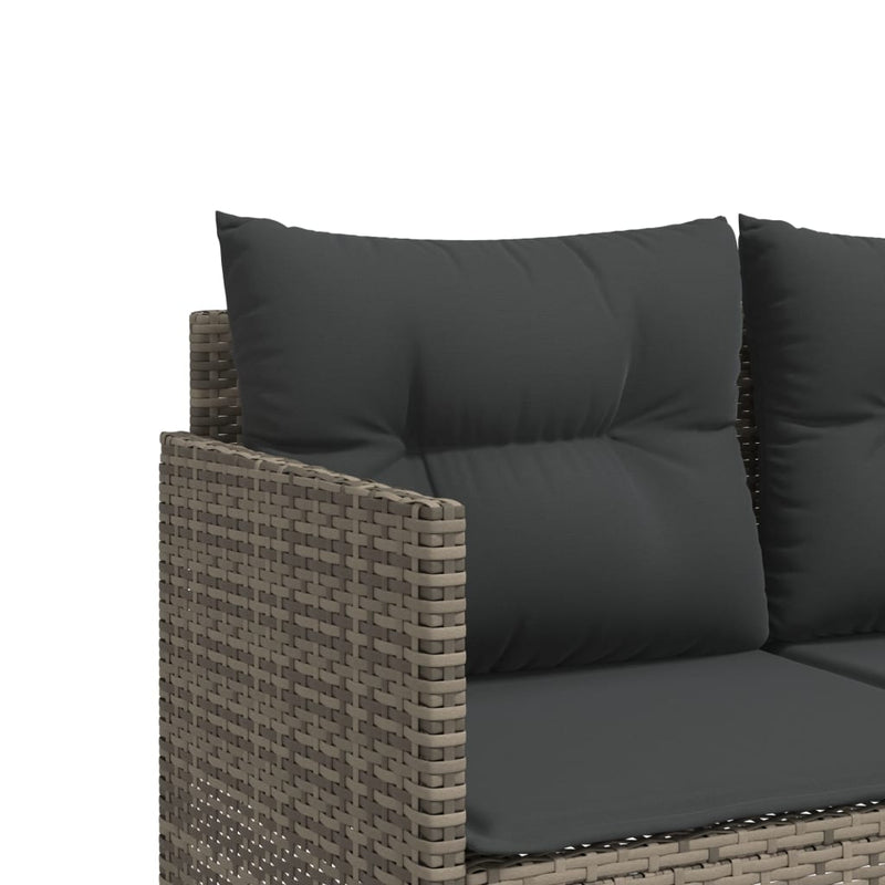 vidaXL 5 Piece Garden Sofa Set with Cushions Grey Poly Rattan