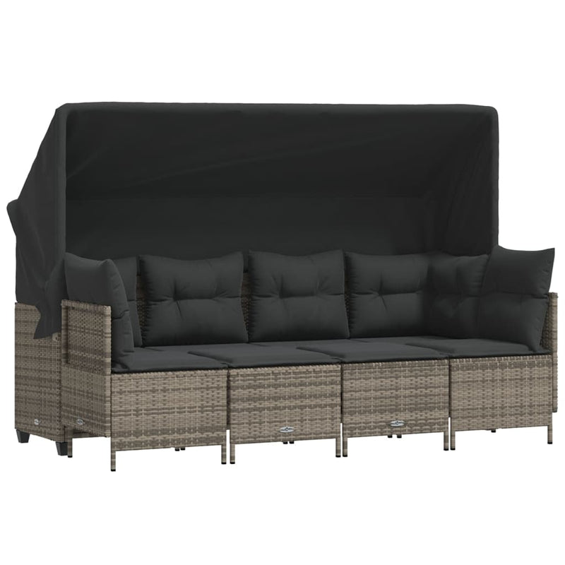 vidaXL 5 Piece Garden Sofa Set with Cushions Grey Poly Rattan