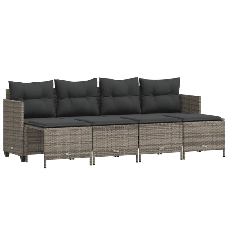 vidaXL 5 Piece Garden Sofa Set with Cushions Grey Poly Rattan