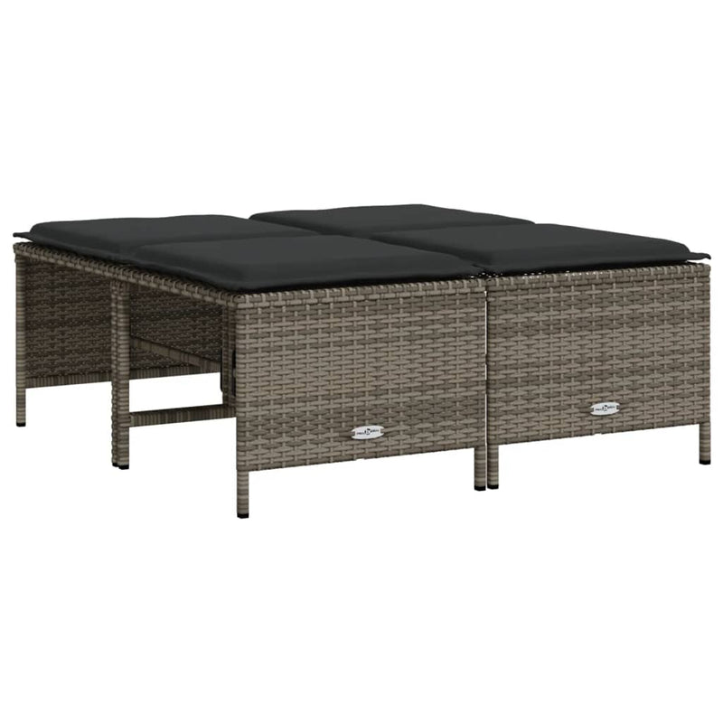 vidaXL 5 Piece Garden Sofa Set with Cushions Grey Poly Rattan