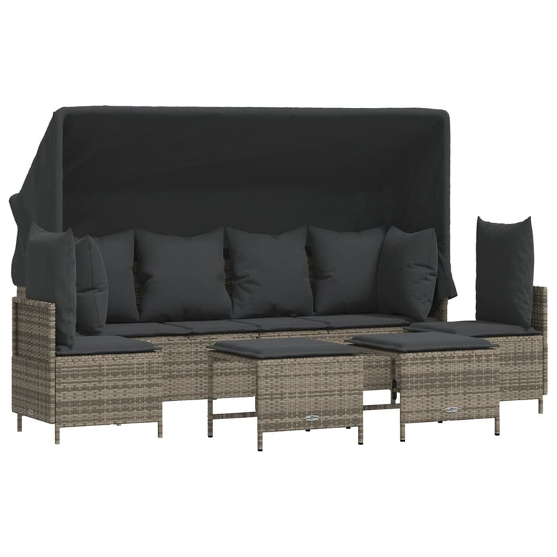 vidaXL 5 Piece Garden Sofa Set with Cushions Grey Poly Rattan