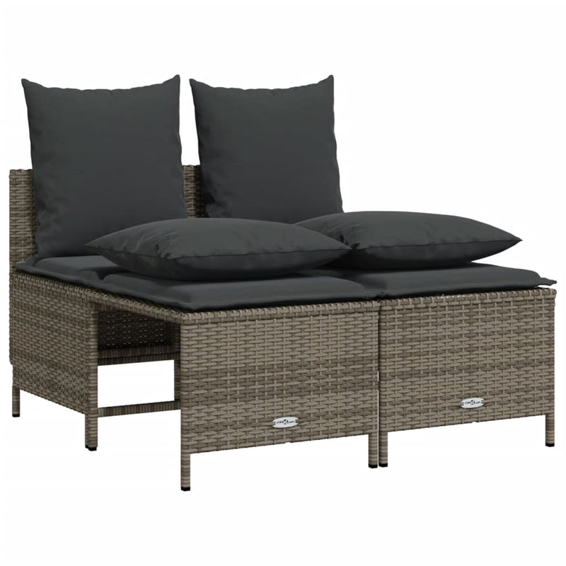 vidaXL 5 Piece Garden Sofa Set with Cushions Grey Poly Rattan