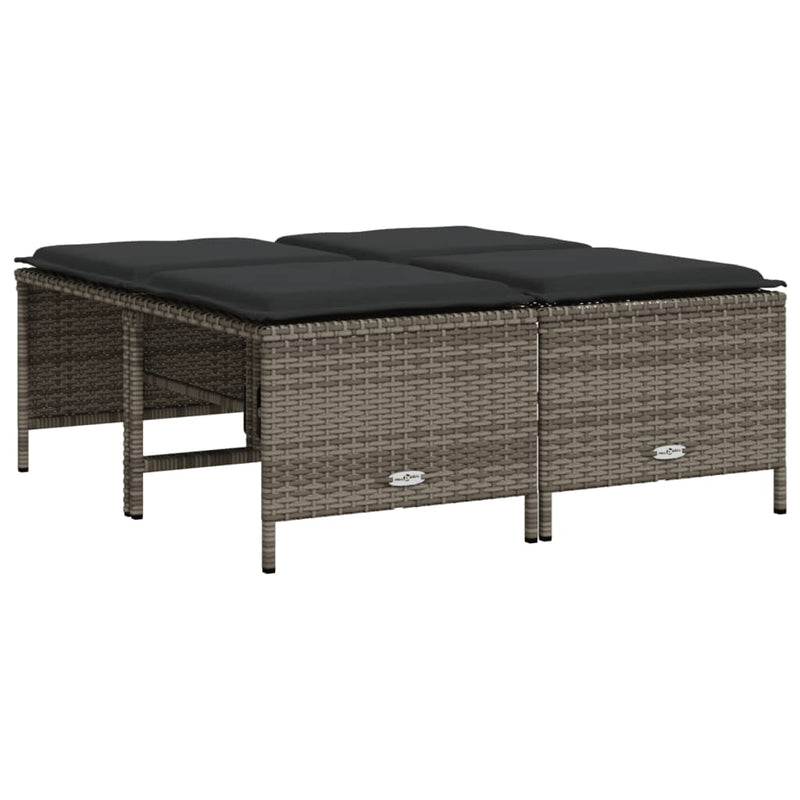 vidaXL 5 Piece Garden Sofa Set with Cushions Grey Poly Rattan