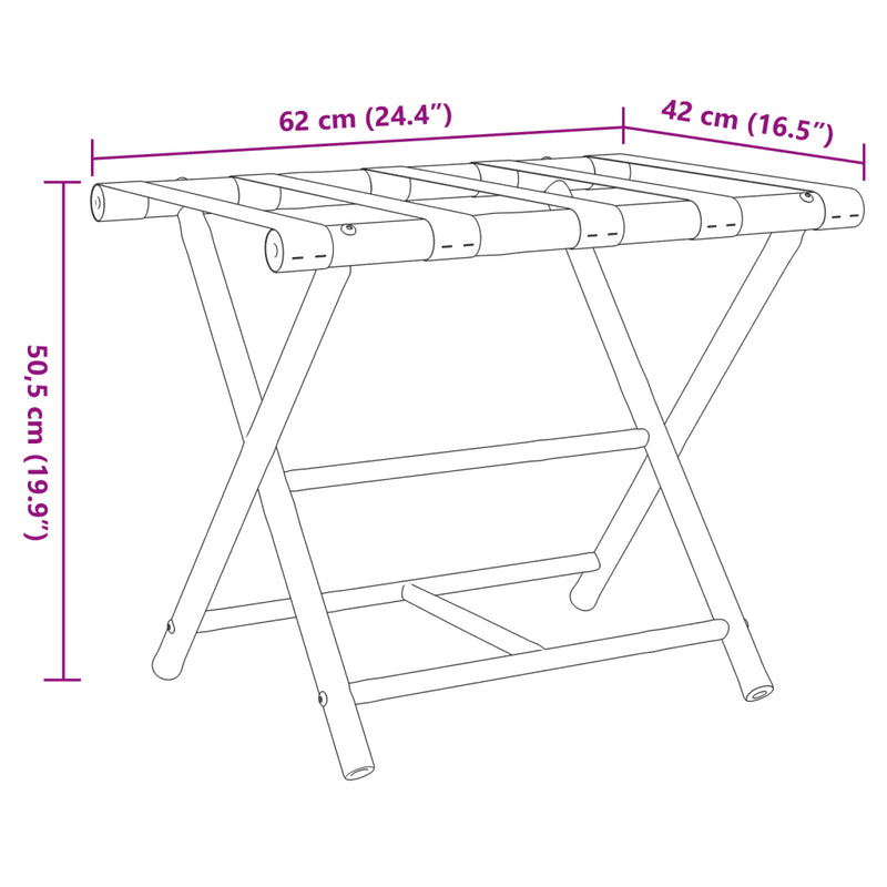 Folding Luggage Rack 62x42x50.5 cm Bamboo