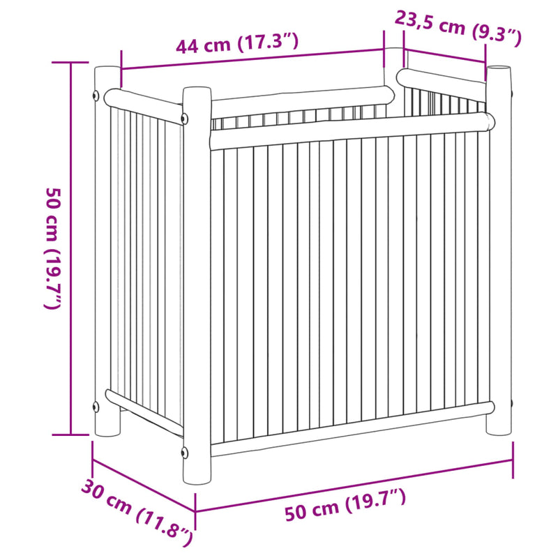 vidaXL Planter 50x30x50 cm Bamboo