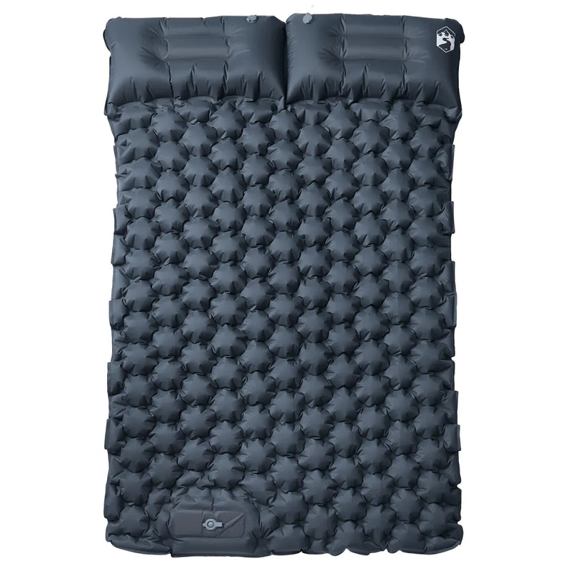 Self Inflating Camping Mattress with Pillows 2-Person Grey
