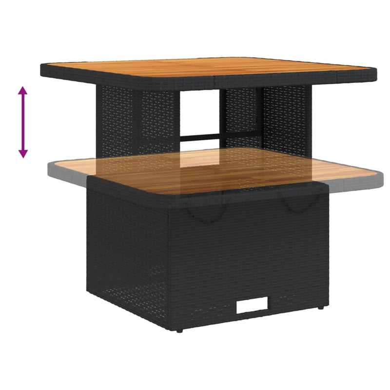 vidaXL 3 Piece Bistro Set with Cushions Black Poly Rattan