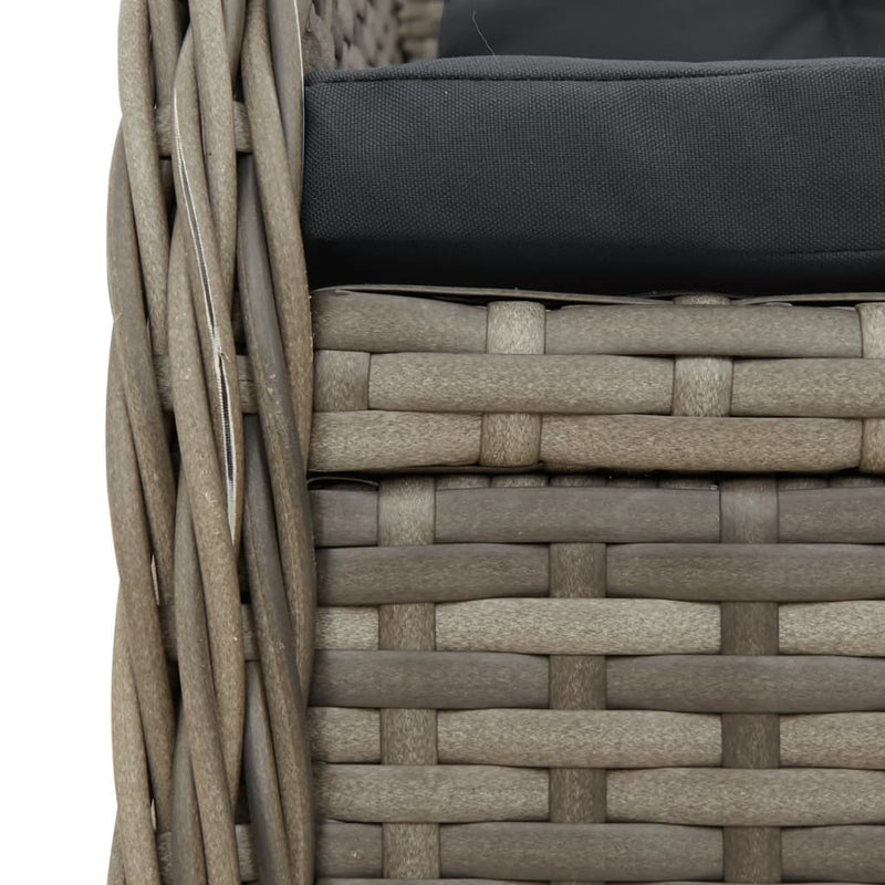 vidaXL 3 Piece Bistro Set with Cushions Grey Poly Rattan