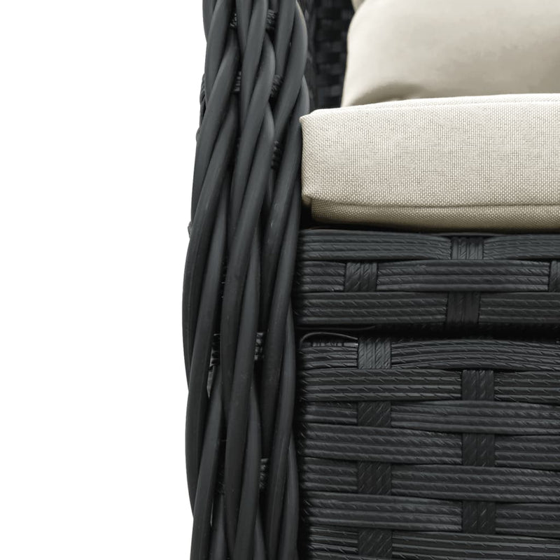 vidaXL 3 Piece Garden Dining Set with Cushions Black Poly Rattan
