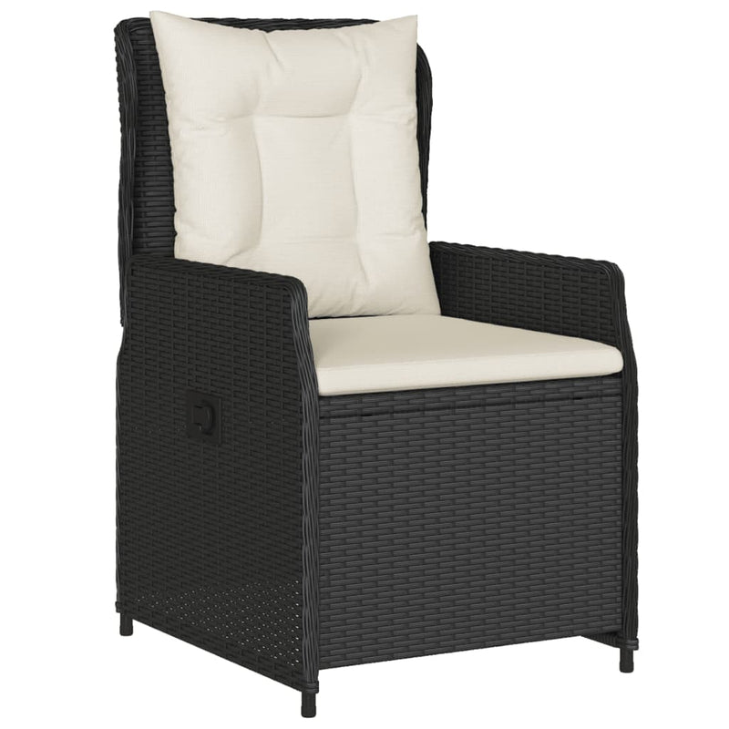 vidaXL 3 Piece Garden Dining Set with Cushions Black Poly Rattan