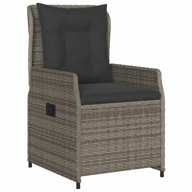 vidaXL 3 Piece Garden Dining Set with Cushions Grey Poly Rattan
