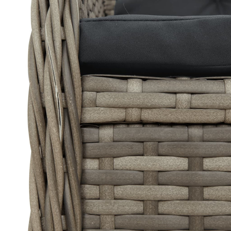 vidaXL 3 Piece Garden Dining Set with Cushions Grey Poly Rattan