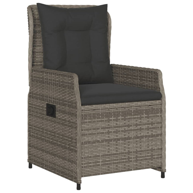 vidaXL 5 Piece Garden Dining Set with Cushions Grey Poly Rattan
