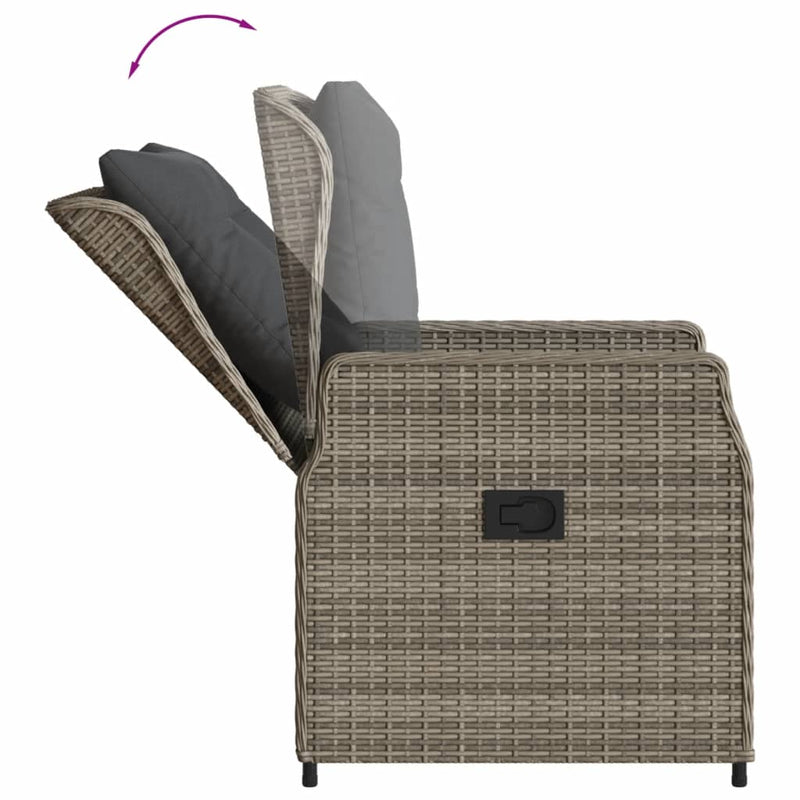 vidaXL 5 Piece Garden Dining Set with Cushions Grey Poly Rattan