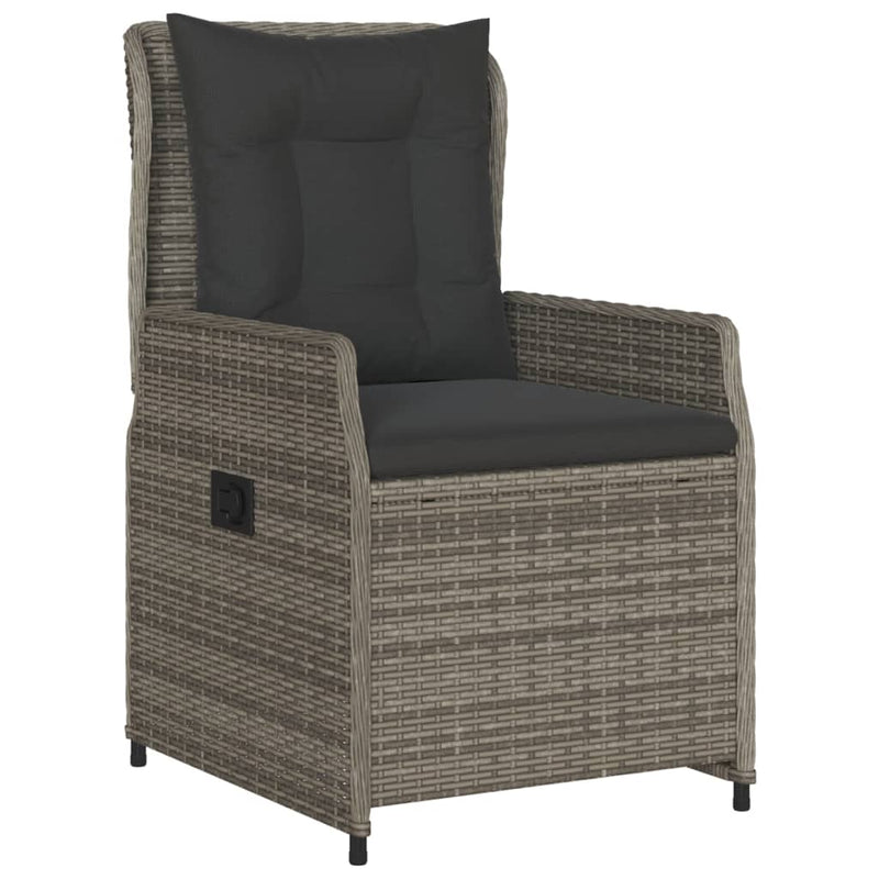 vidaXL 5 Piece Garden Dining Set with Cushions Grey Poly Rattan