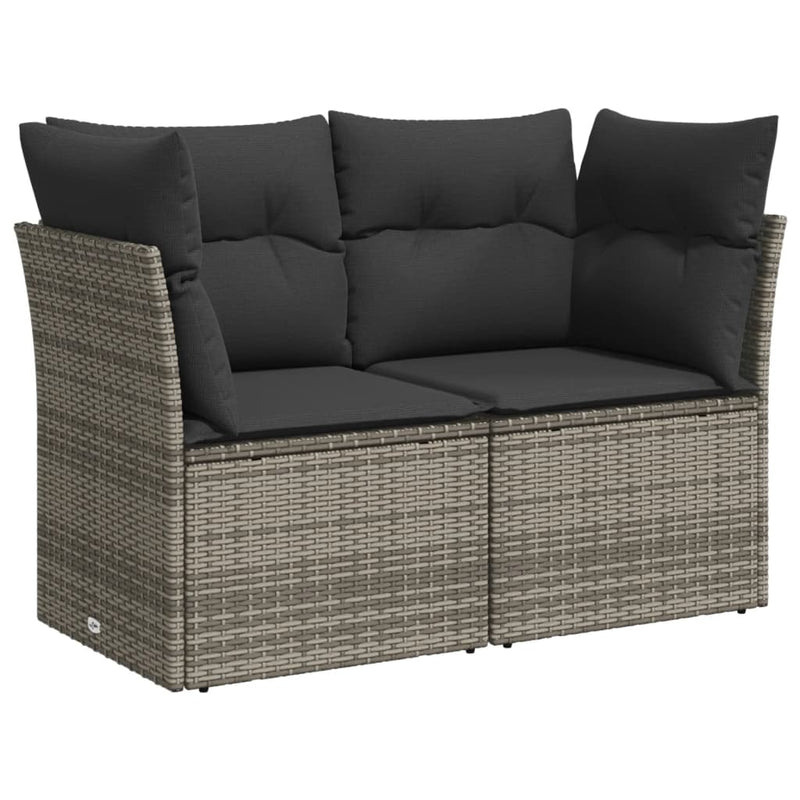 vidaXL 8 Piece Garden Sofa Set with Cushions Grey Poly Rattan