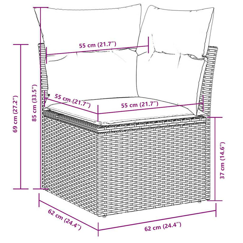 vidaXL 7 Piece Garden Sofa Set with Cushions Black Poly Rattan