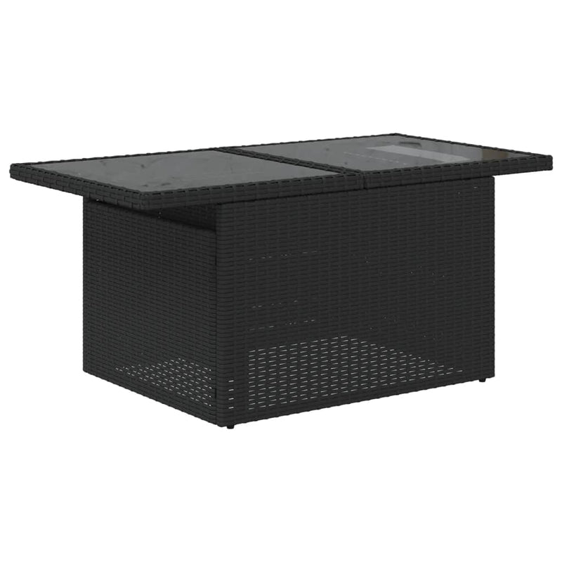 vidaXL 10 Piece Garden Sofa Set with Cushions Black Poly Rattan