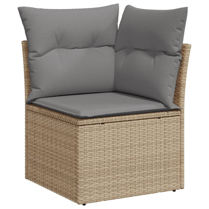 vidaXL 7 Piece Garden Sofa Set with Cushions Beige Poly Rattan
