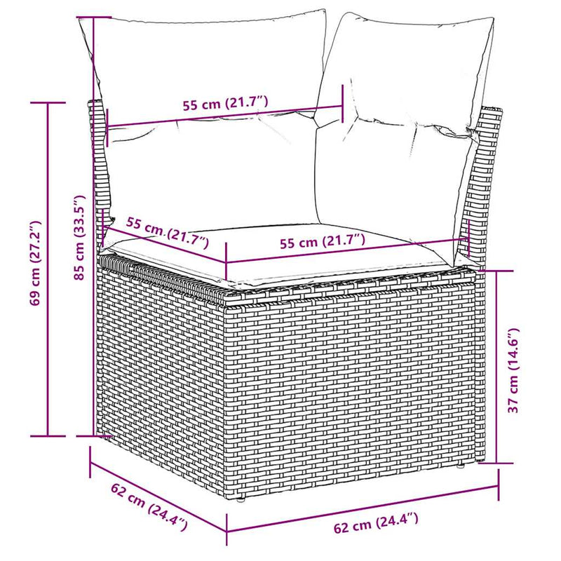 vidaXL 7 Piece Garden Sofa Set with Cushions Black Poly Rattan
