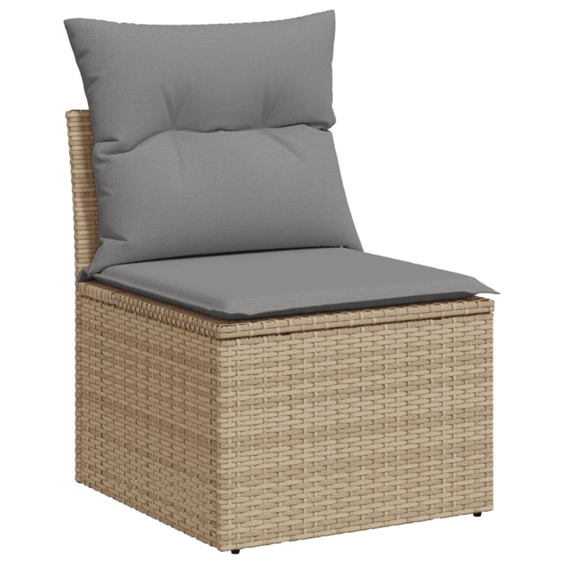 vidaXL 7 Piece Garden Sofa Set with Cushions Beige Poly Rattan