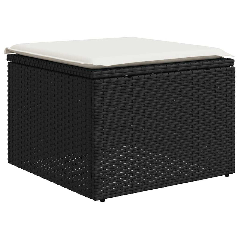 vidaXL 7 Piece Garden Sofa Set with Cushions Black Poly Rattan