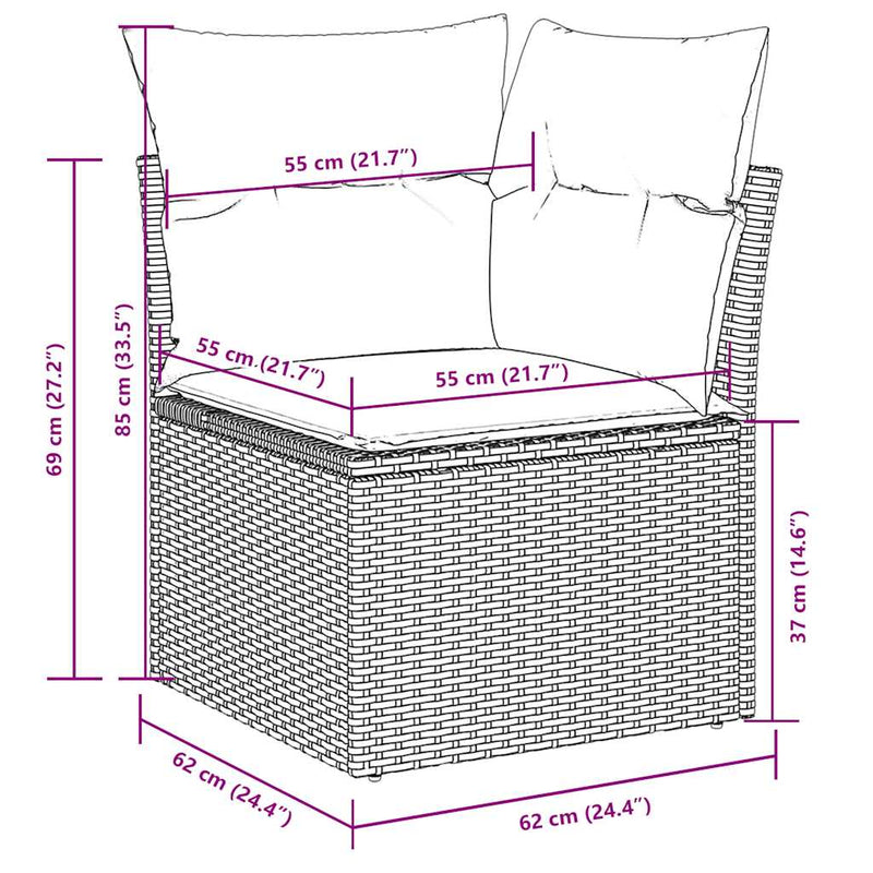 vidaXL 8 Piece Garden Sofa Set with Cushions Black Poly Rattan