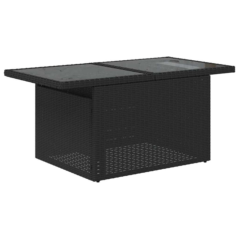 vidaXL 10 Piece Garden Sofa Set with Cushions Black Poly Rattan