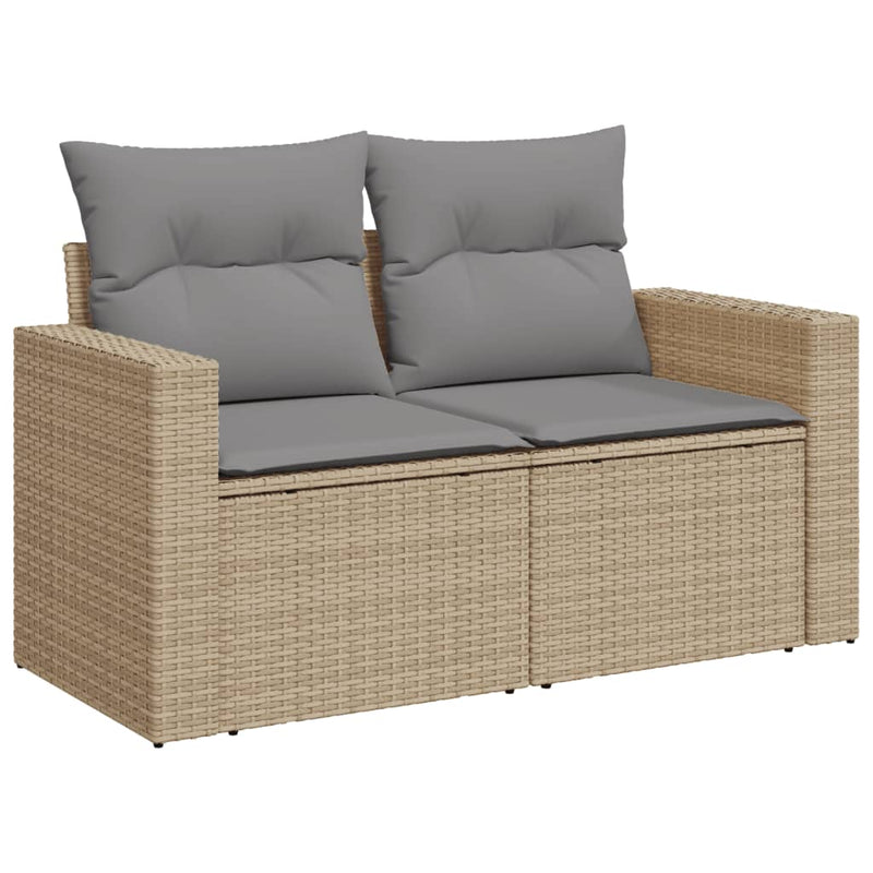 vidaXL 10 Piece Garden Sofa Set with Cushions Beige Poly Rattan